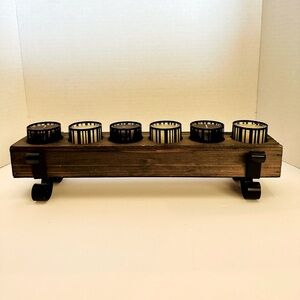 Gold Canyon Wooden Rustic Votive Decorative Holder with 6 Votive Candles